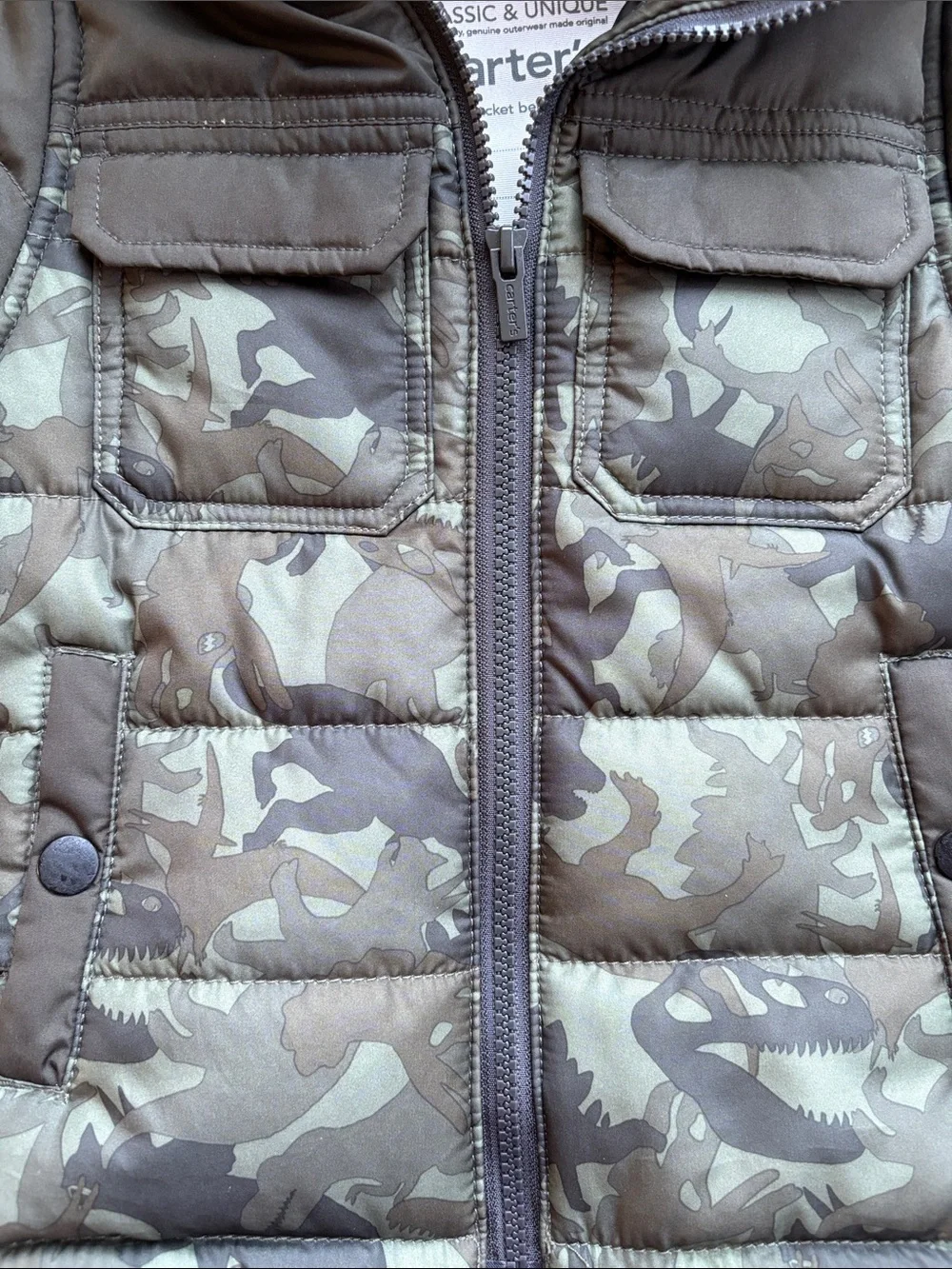 Carter's Green Camouflage Puffer Jacket with Hood